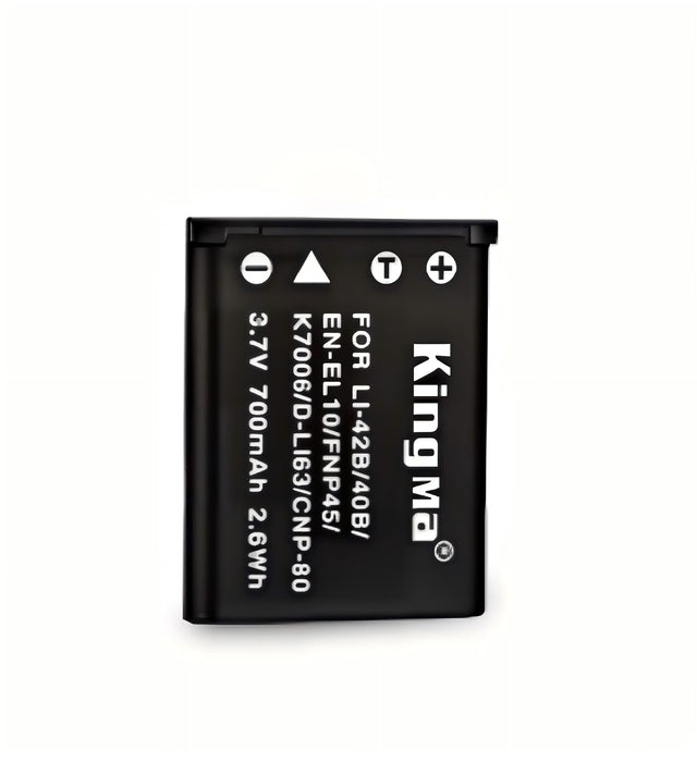 KingMa accu voor Olympus LI-40B 700mAh, zwart, label 3.7V 700mAh met ook LI-42B en EN-EL10