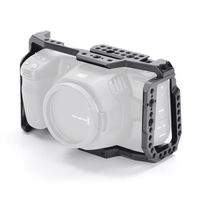 KingMa camera cage voor Blackmagic Pocket Cinema Camera 4K en 6K, om een vervaagd afgebeelde Blackmagic-camera