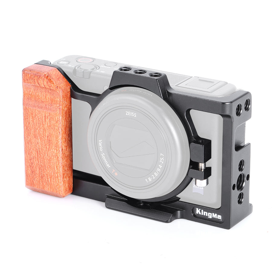KingMa-Camera Cage voor Sony ZV-1/ZV-1F (met houten handgreep) (Nieuw)