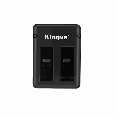 KingMa dubbele USB-lader BM042 voor GoPro Hero 8, 7, 6 en 5, zwart, lader van voren met twee laadvakken