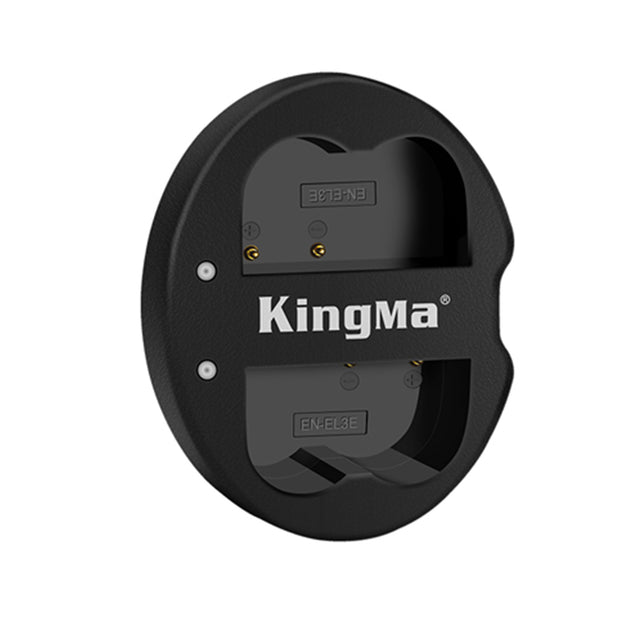 KingMa dubbele USB-lader voor Nikon EN-EL3e, zwart, bovenkant met twee laadvakken