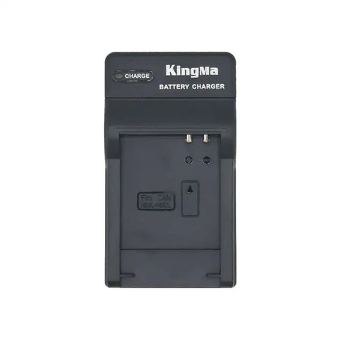 KingMa USB-lader voor Canon NB-8L, zwart, voorkant met leeg laadvak en laadlampje