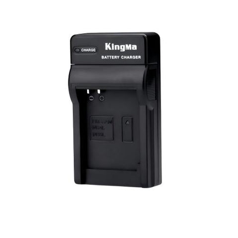 KingMa USB-lader voor Canon NB-5LH, zwart, voorkant met leeg laadvak en laadlampje