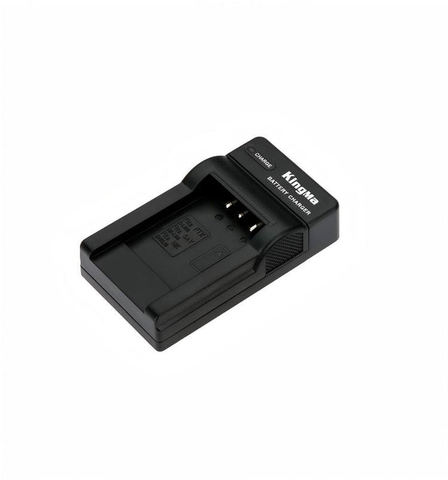KingMa USB-lader voor Nikon EN-EL19, zwart, lader schuin van boven met leeg laadvak