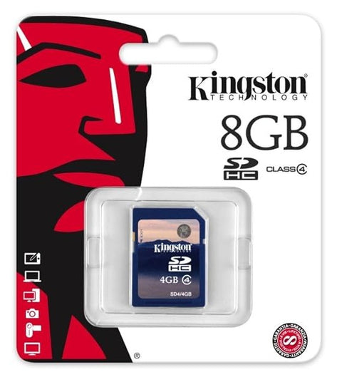 Kingston Class 4 SDHC-kaart, blisterverpakking met opschrift 8GB en een kaart met opschrift 4GB erin