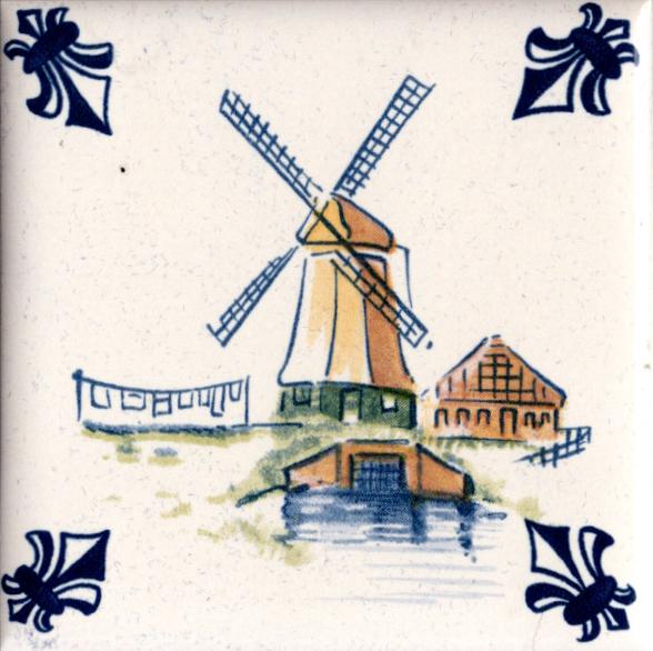 KLM-Airline Business Class Delft Blue Tile Coaster - 75 × 75 mm Tweedehands
