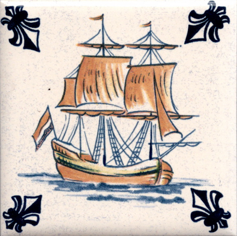 KLM-Airline Business Class Delft Blue Tile Coaster - 75 × 75 mm Tweedehands