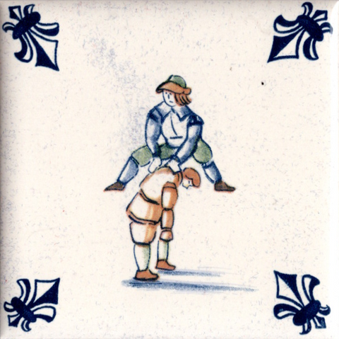 KLM-Airline Business Class Delft Blue Tile Coaster - 75 × 75 mm Tweedehands