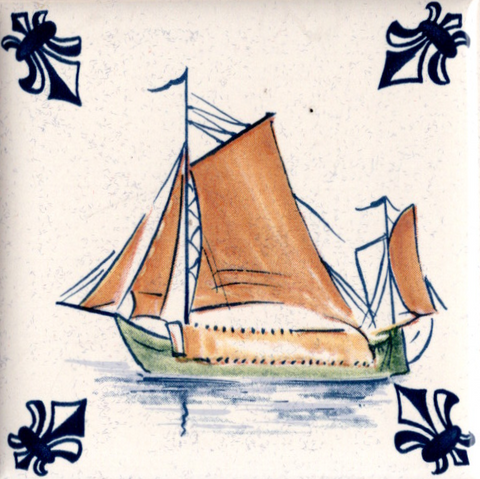 KLM-Airline Business Class Delft Blue Tile Coaster - 75 × 75 mm Tweedehands