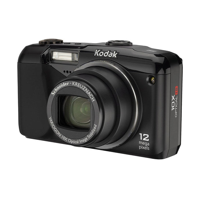 Kodak EasyShare Z950 digitale compactcamera, zwart, voorkant schuin met 10x Schneider-Kreuznach-zoomlens, tweedehands