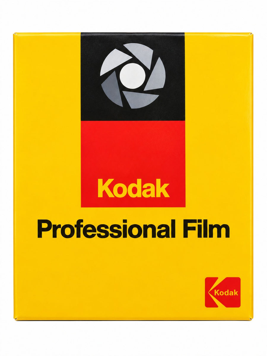 Kodak Tri-X Pan Professional 4164 bladfilm 9x12 cm, gele doos voorkant met Kodak Professional Film-logo