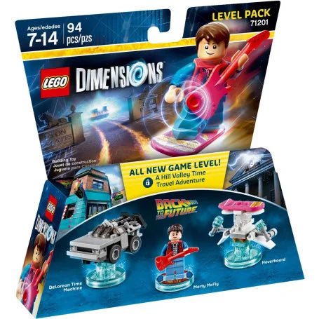 LEGO Dimensions 71201 Level Pack Back to the Future, verpakking voorkant met Marty McFly, DeLorean en hoverboard