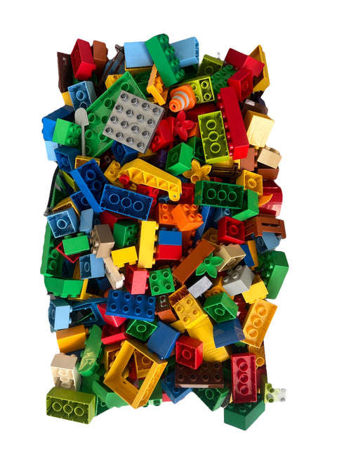 LEGO DUPLO 1 kg gemengde losse onderdelen zonder figuren en dieren, berg stenen in verschillende kleuren, tweedehands