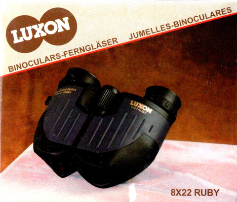 Luxon 8x22 Ruby Porro Prism mini verrekijker, doos voorkant