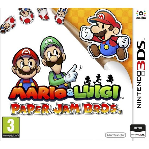 Nintendo 3DS Mario & Luigi Paper Jam Bros, doos voorkant, tweedehands