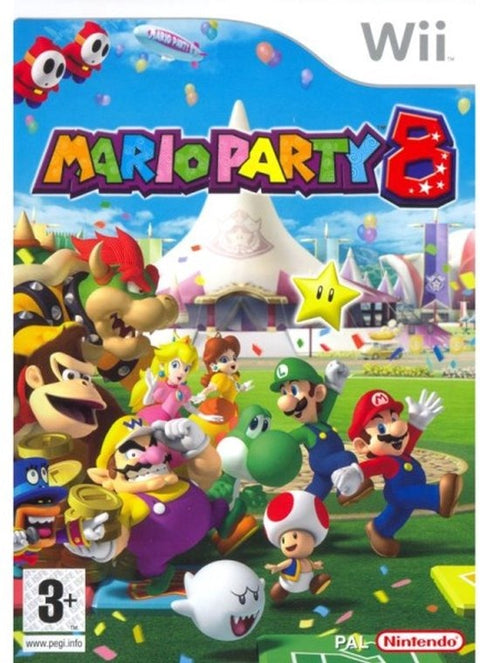 Nintendo Wii Mario Party 8, doos voorkant, standaarduitgave PAL, tweedehands