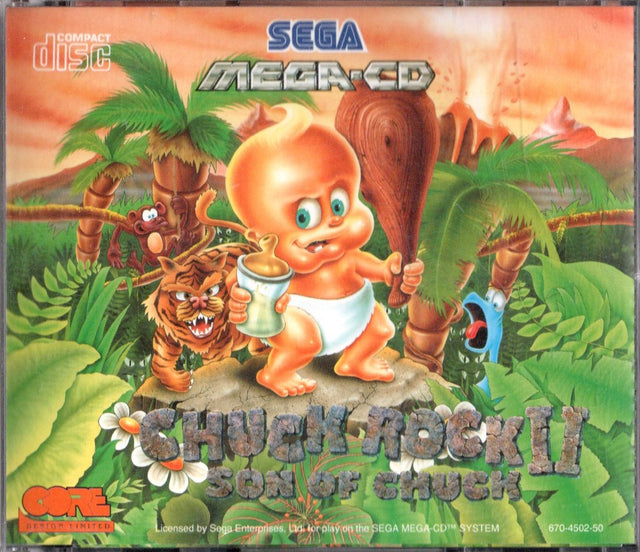 Sega Mega-CD Chuck Rock II Son of Chuck, doos voorkant, tweedehands