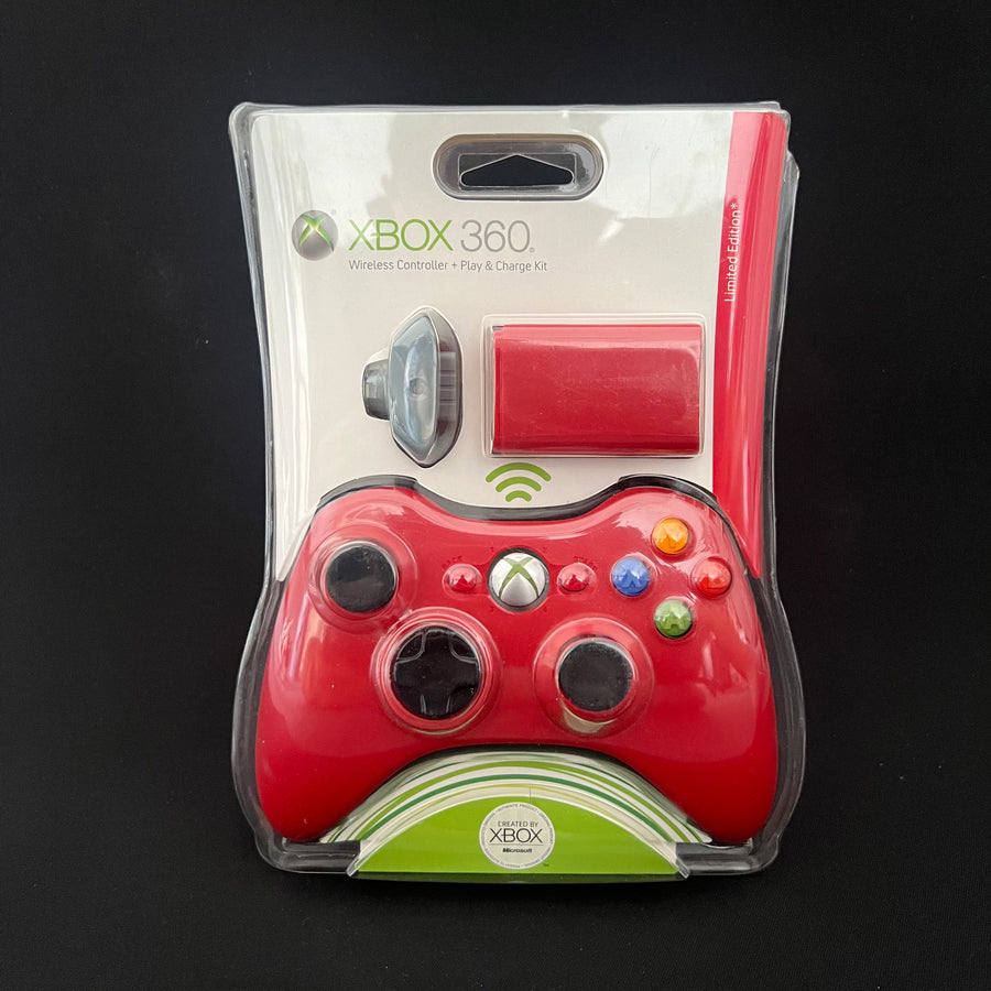 Microsoft-Xbox 360 Controller + Play & Charge Kit - Rood Limited Edition (Nieuw)
