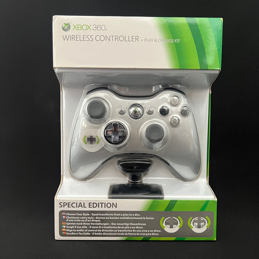Microsoft-Xbox 360 Controller + Play & Charge Kit - Zilver Limited Edition (Nieuw)