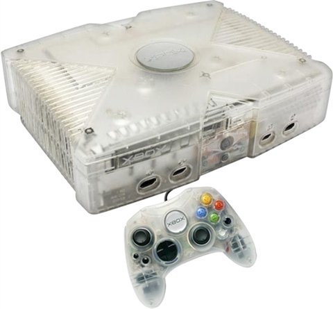 Microsoft Xbox Classic console, transparant, met controller, tweedehands
