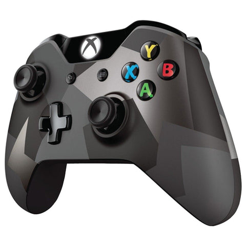 Microsoft Xbox One Covert Forces Special Edition controller, zwart-grijs camouflage, vooraanzicht, tweedehands