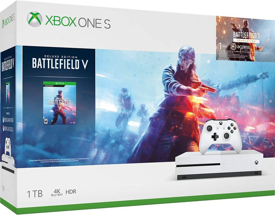 Microsoft-Xbox One S - 1 TB + Battlefield V Console - Wit (Nieuw in doos)-tweedehands
