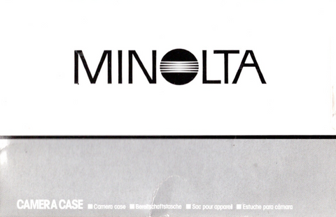 Minolta camera case voor Vectis 300L, verpakking met Minolta-logo en Camera Case-opschrift