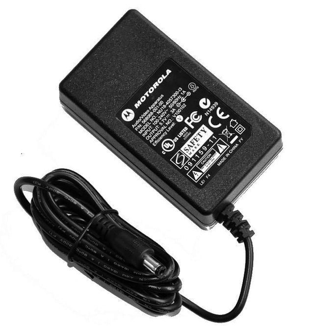 Motorola NU18-4057300-I3 AC adapter 5,7V 3A, zwart, voedingsblok met typeplaatje en ronde DC-stekker, tweedehands