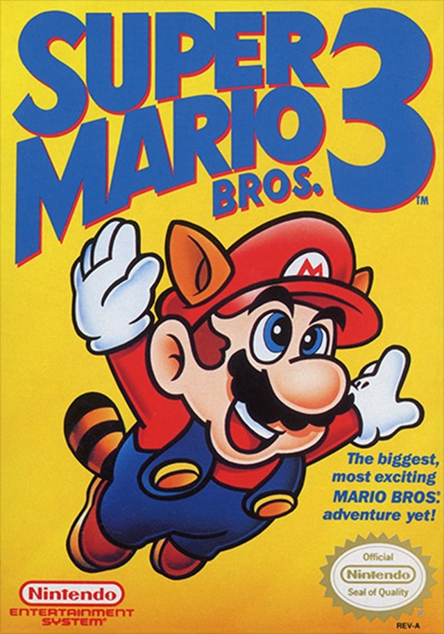 Nintendo NES Super Mario Bros. 3, doos voorkant van een uitgave met Engelstalige slogan, tweedehands