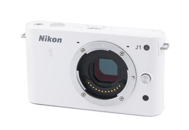 Nikon 1 J1 Systeemcamera Body - Wit FLITSER DEFECT, vooraanzicht