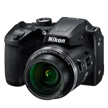 Nikon Coolpix B500 digitale bridgecamera, zwart, schuin van voren met 40x zoomlens, tweedehands