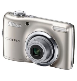 Nikon Coolpix L23 digitale compactcamera, zilver, voorkant schuin