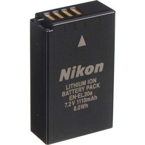 Nikon EN-EL20a accu, zwart, accu rechtop met opschrift 7.2V 1110mAh 8.0Wh, tweedehands