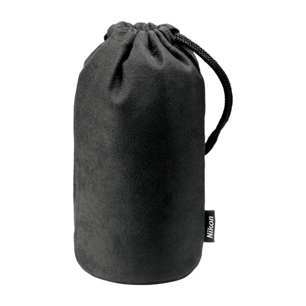 Nikon soft lens case, zwart, zakje met trekkoord van voren