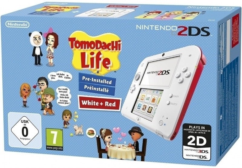 Nintendo-2DS Console - Rood/Wit + Tomodachi Life (In doos) Tweedehands