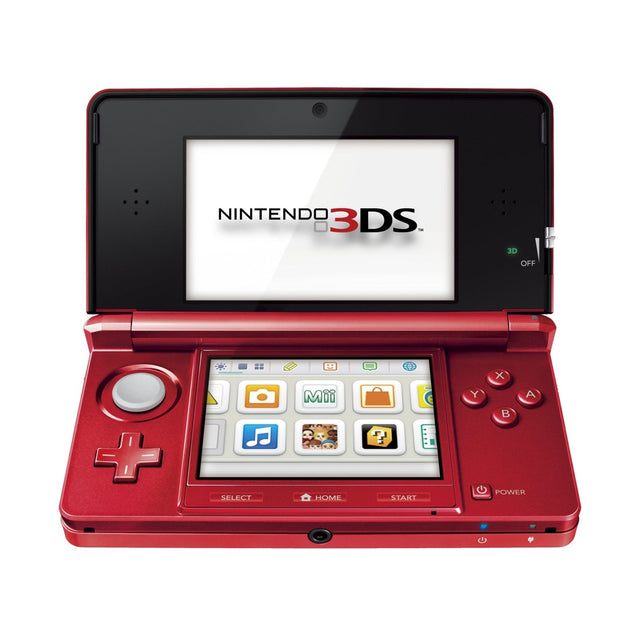 Nintendo 3DS console, rood Metallic Red, opengeklapt met homescherm, tweedehands