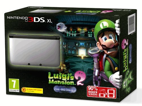 Nintendo-3DS XL Console - Zilver + Luigi's Mansion 2 (In doos) Tweedehands