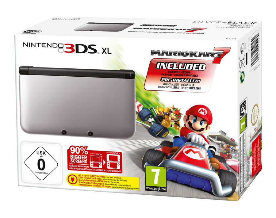 Nintendo-3DS XL Console - Zilver + Mario Kart 7 (In doos) Tweedehands