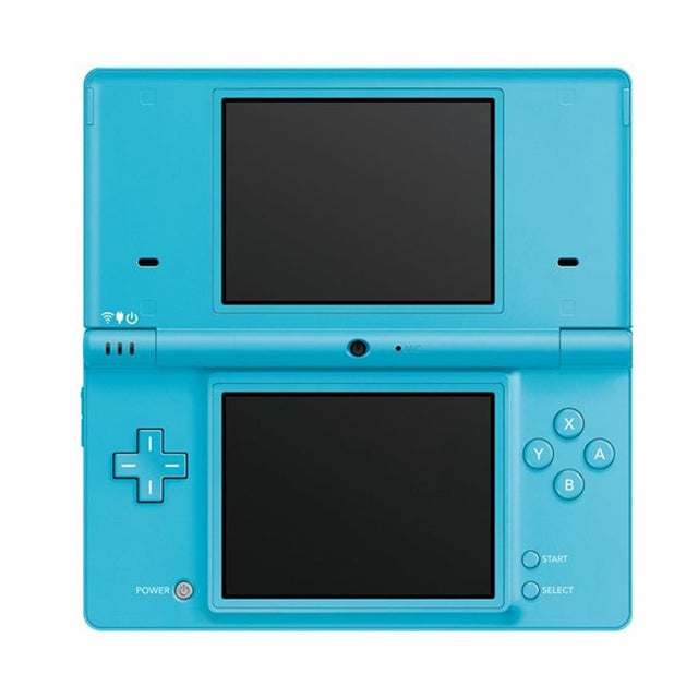 Nintendo DSi console, licht blauw, opengeklapt, voorkant, tweedehands