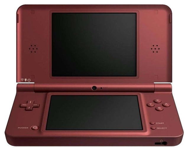 Nintendo DSi XL console, wijnrood, opengeklapt, tweedehands