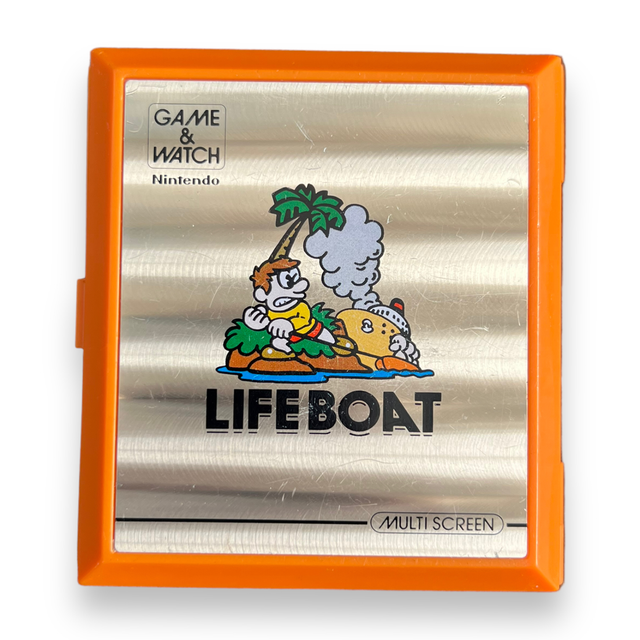 Nintendo Game & Watch Life Boat TC-58, dichtgeklapte behuizing met bootafbeelding op de voorkant, tweedehands