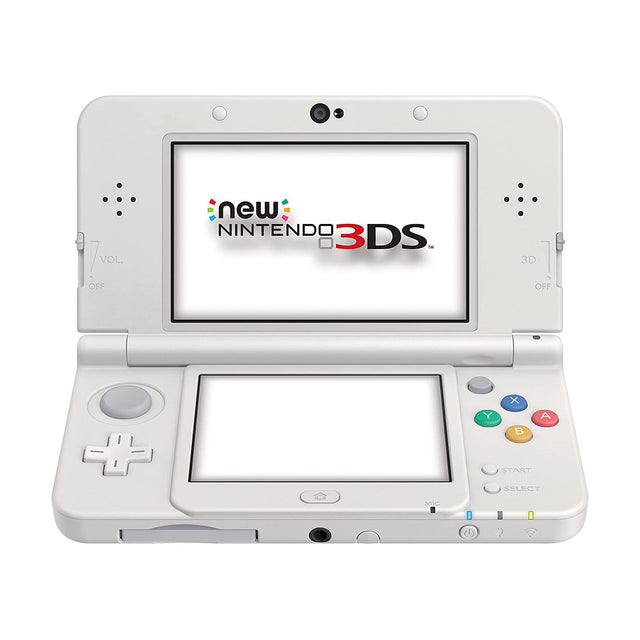 Nintendo New 3DS console, wit, voorkant opengeklapt, tweedehands