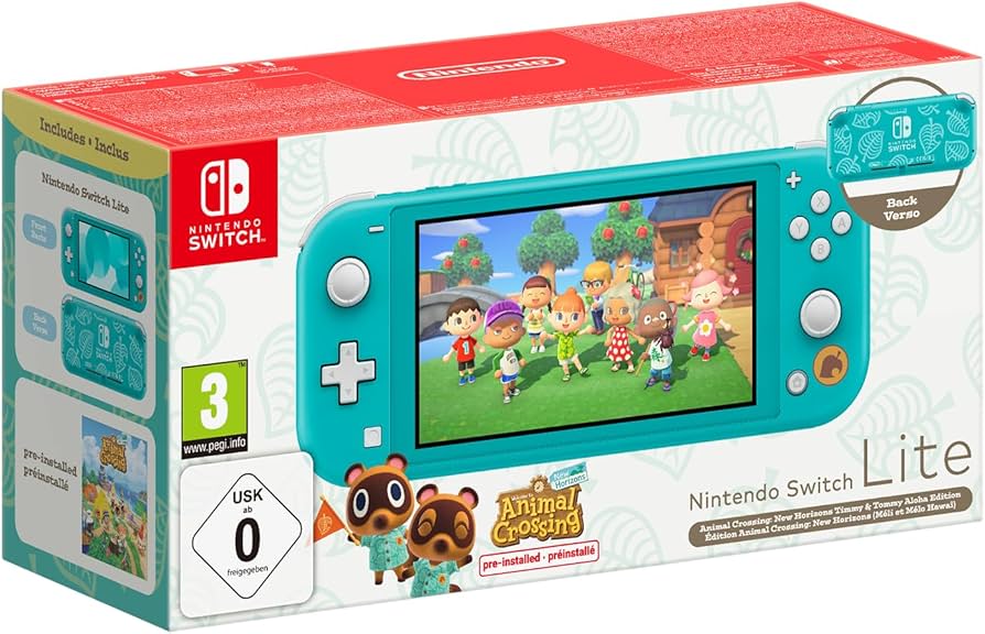 Nintendo-Switch Lite Console - Turquoise/Animal Crossing Edition (In doos) Tweedehands