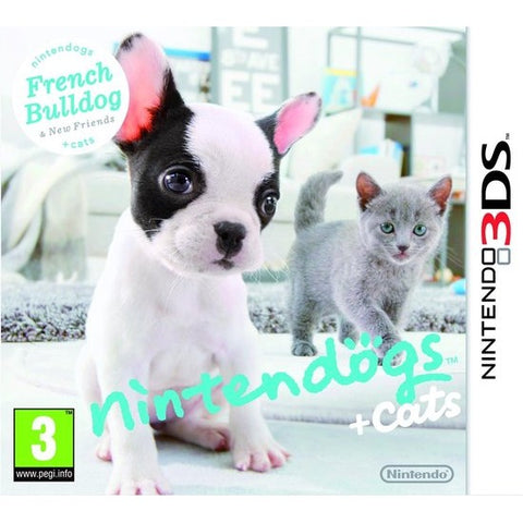 Nintendo 3DS Nintendogs plus Cats French Bulldog and New Friends, doos voorkant, tweedehands