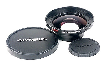 Olympus WCON-08B 0.8x groothoekconverter voor E-10 en E-20, zwart, met voorste en achterste lensdop