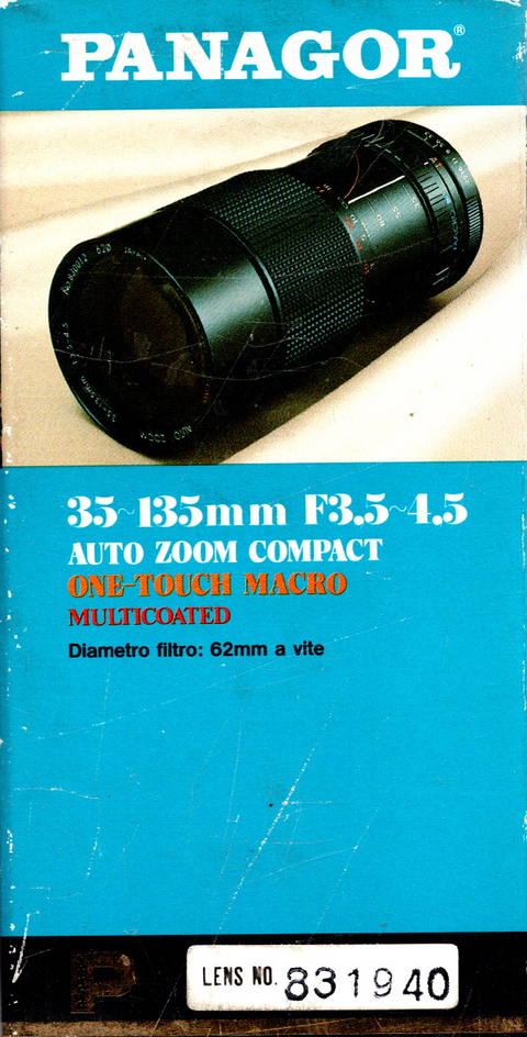 Panagor-35–135mm F/3.5–4.5 Auto Zoom Macro Lens voor Canon FD (Nieuw)