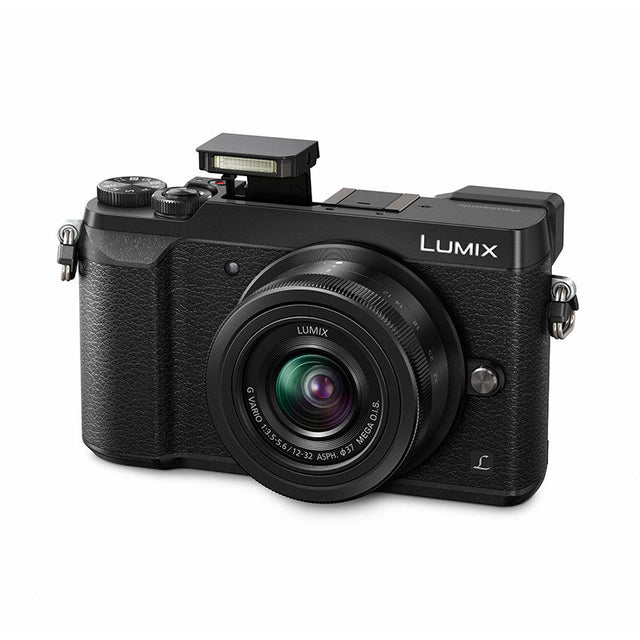 Panasonic Lumix DMC-GX80 systeemcamera met 12-32mm lens, zwart, voorkant schuin, tweedehands