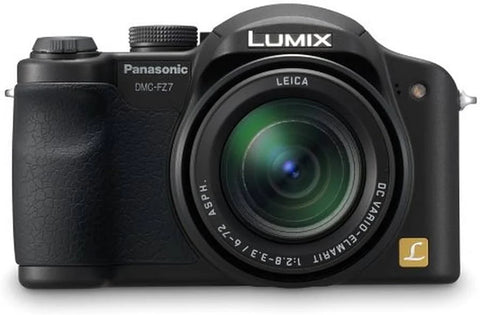 Panasonic Lumix DMC-FZ7 digitale bridgecamera, zwart, voorkant met Leica-zoomlens