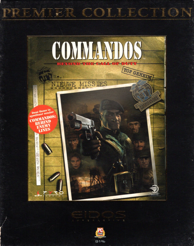 PC Commandos Beyond the Call of Duty big box, Premier Collection van Eidos, Nederlandstalige doos voorkant, tweedehands