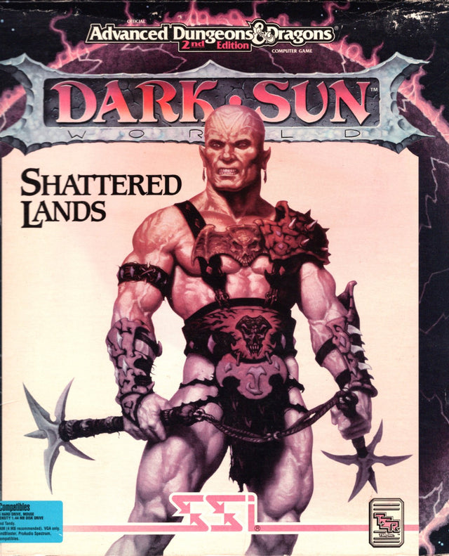 PC AD&D Dark Sun Shattered Lands big box van SSI, doos voorkant, tweedehands